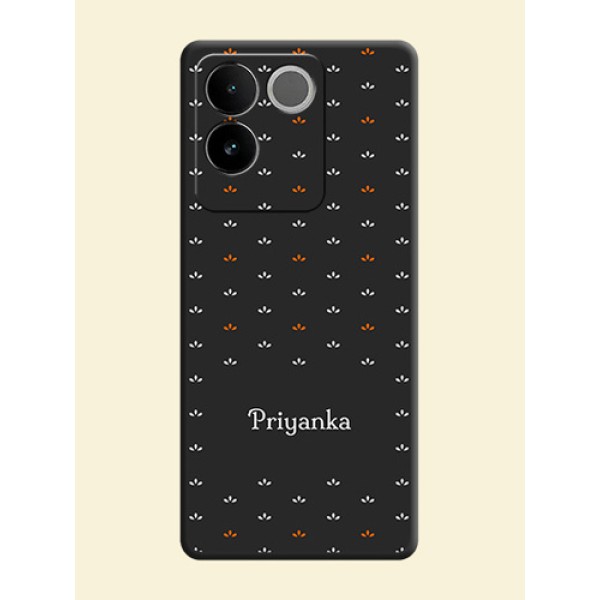 Simple Pattern With Custom Text On Space Black Custom Soft Matte Mobile Back Cover - Vivo T2 Pro 5G
