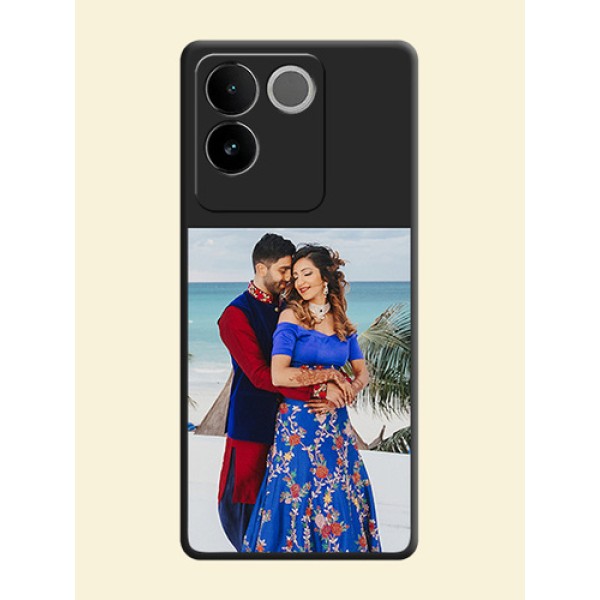 Image Upload With Space Black Color On Custom Soft Matte Mobile Back Cover - Vivo T2 Pro 5G