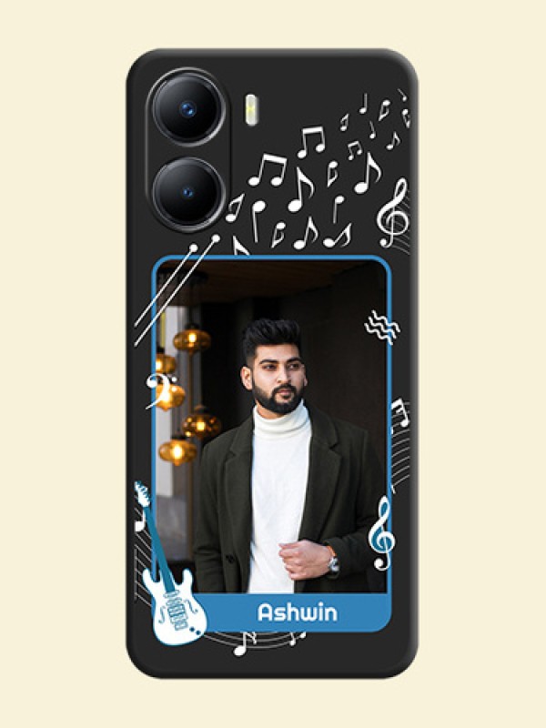 Musical Theme Design with Text on Photo on Space Black Soft Matte Mobile Case - Vivo T2x 5G