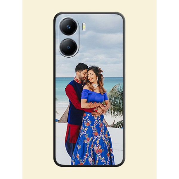 Full Single Pic Upload On Space Black Personalized Soft Matte Phone Covers -Vivo T2X 5G