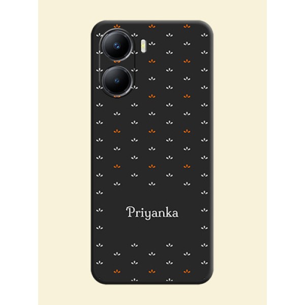 Simple Pattern With Custom Text On Space Black Personalized Soft Matte Phone Covers -Vivo T2X 5G