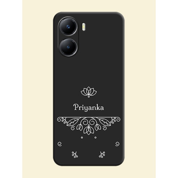 Lotus Garden Custom Text On Space Black Personalized Soft Matte Phone Covers -Vivo T2X 5G