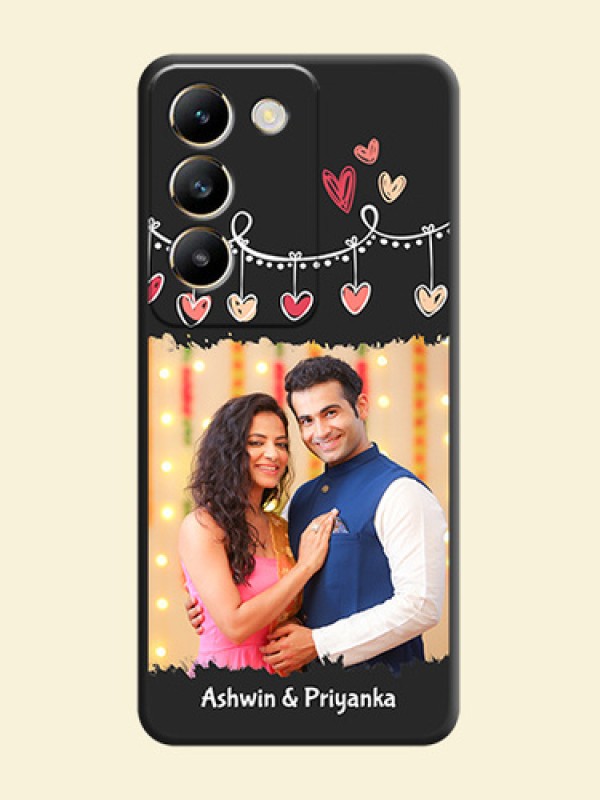 Pink Love Hangings with Name on Space Black Custom Soft Matte Phone Cases - Vivo T3 5G