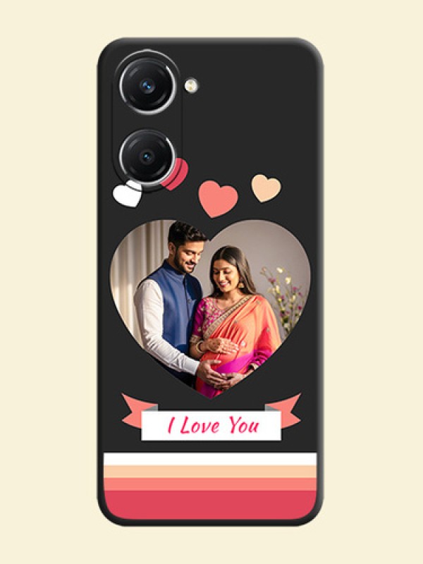 Love Shaped Photo with Colorful Stripes On Space Black Custom Soft Matte Mobile Back Cover - Vivo T3 Lite 5G