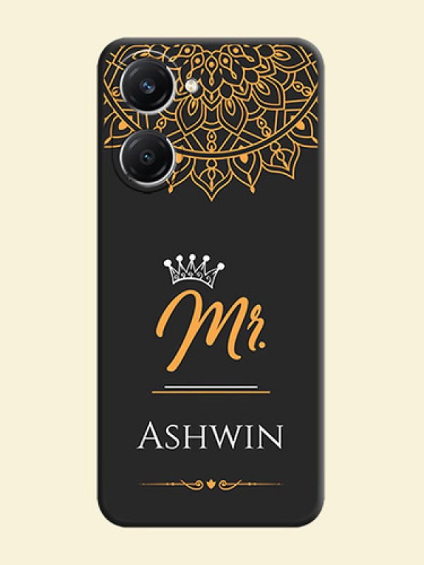 Mr Name with Floral Design On Space Black Custom Soft Matte Mobile Back Cover - Vivo T3 Lite 5G
