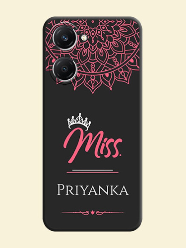 Mrs Name with Floral Design On Space Black Custom Soft Matte Mobile Back Cover - Vivo T3 Lite 5G
