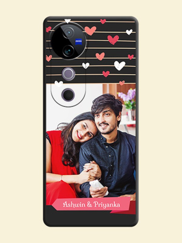 Love Pattern with Name on Pink Ribbon on Photo On Space Black Custom Soft Matte Mobile Back Cover - Vivo T3 Ultra