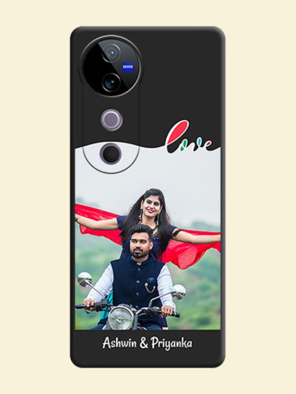 Fall in Love Pattern with Picture on Photo On Space Black Custom Soft Matte Mobile Back Cover - Vivo T3 Ultra