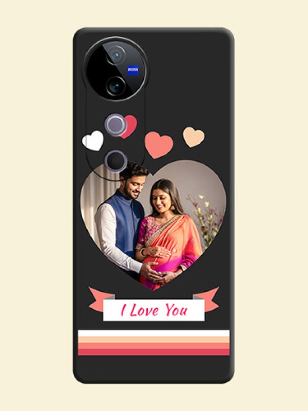 Love Shaped Photo with Colorful Stripes On Space Black Custom Soft Matte Mobile Back Cover - Vivo T3 Ultra