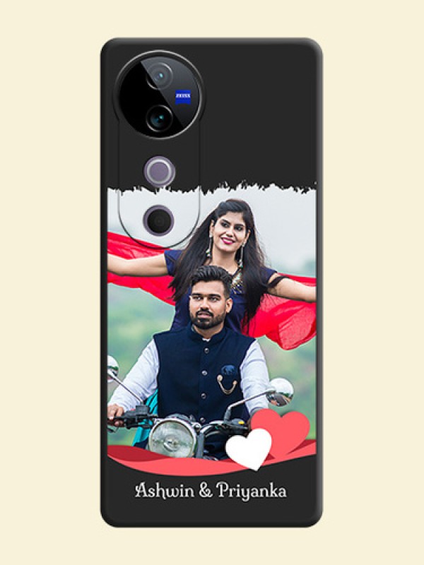 Pin Color Love Shaped Ribbon Design with Text On Space Black Custom Soft Matte Mobile Back Cover - Vivo T3 Ultra