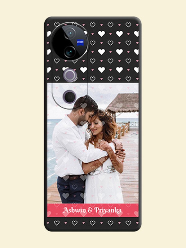 White Color Love Symbols with Text Design on Photo On Space Black Custom Soft Matte Mobile Back Cover - Vivo T3 Ultra