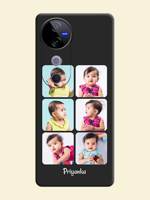 Floral Art with 6 Image Holder on Photo On Space Black Custom Soft Matte Mobile Back Cover - Vivo T3 Ultra