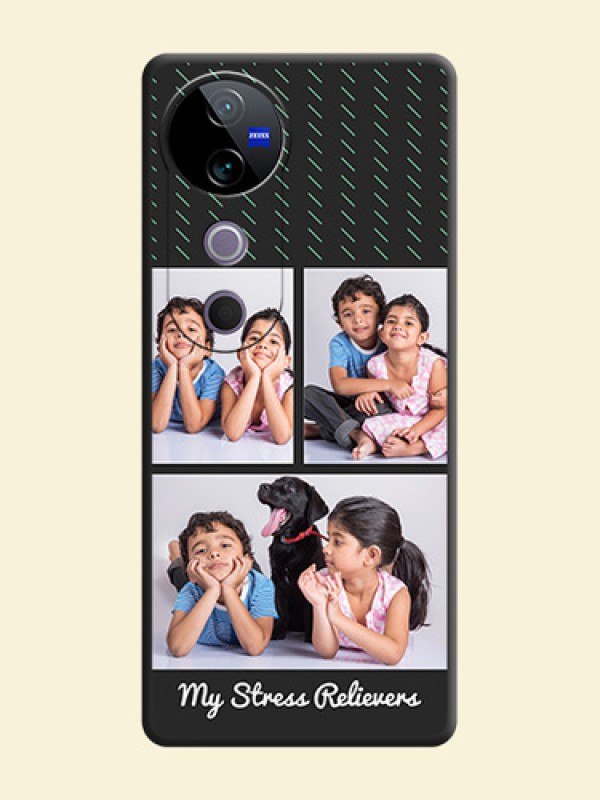 Cross Dotted Pattern with 2 Image Holder On Space Black Custom Soft Matte Mobile Back Cover - Vivo T3 Ultra