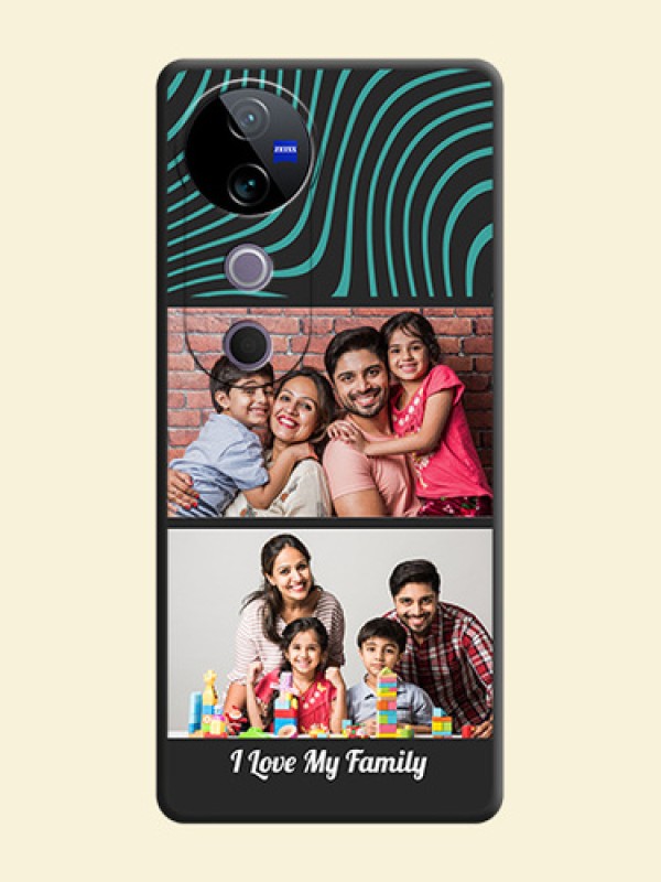 Wave Pattern with 2 Image Holder On Space Black Custom Soft Matte Mobile Back Cover - Vivo T3 Ultra