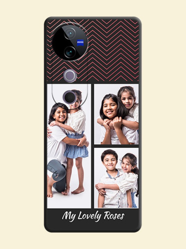 Wave Pattern with 3 Image Holder On Space Black Custom Soft Matte Mobile Back Cover - Vivo T3 Ultra