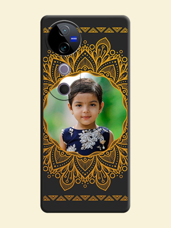 Round Image with Floral Design On Space Black Custom Soft Matte Mobile Back Cover - Vivo T3 Ultra