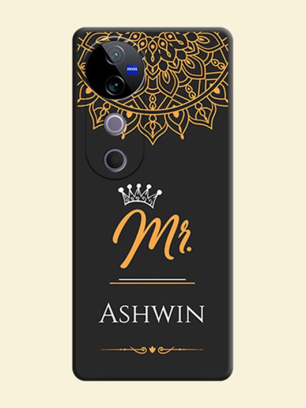 Mr Name with Floral Design On Space Black Custom Soft Matte Mobile Back Cover - Vivo T3 Ultra