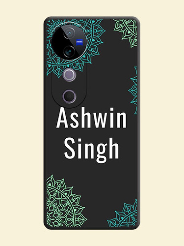Your Name with Floral Design On Space Black Custom Soft Matte Mobile Back Cover - Vivo T3 Ultra