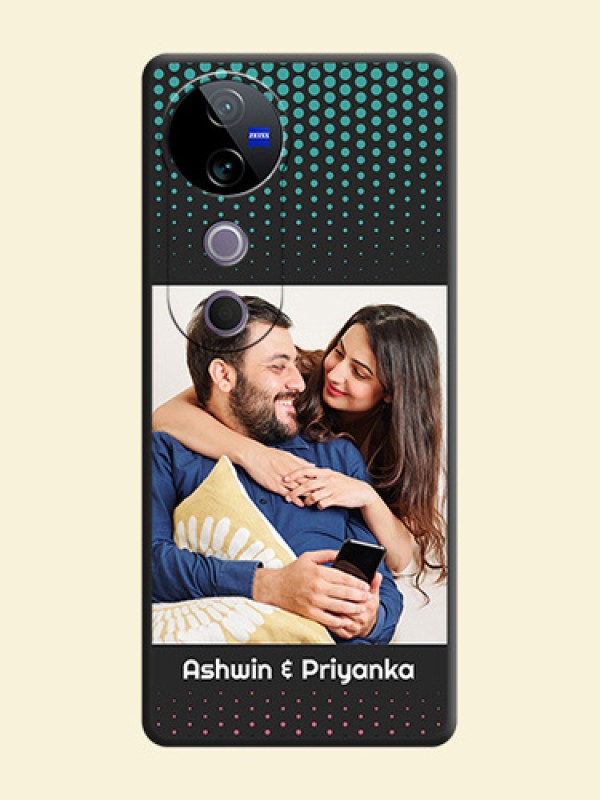 Faded Dots with Grunge Photo Frame and Text On Space Black Custom Soft Matte Mobile Back Cover - Vivo T3 Ultra