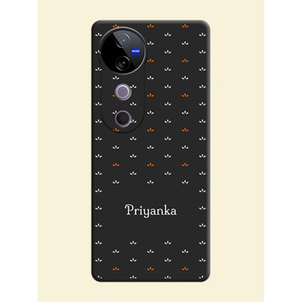 Simple Pattern With Custom Text On Space Black Custom Soft Matte Mobile Back Cover - Vivo T3 Ultra