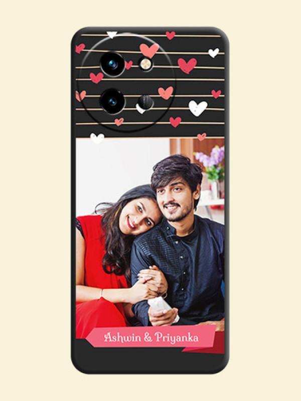 Love Pattern with Name on Pink Ribbon on Photo On Space Black Custom Soft Matte Mobile Back Cover - Vivo T3X 5G