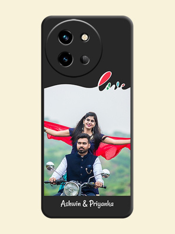 Fall in Love Pattern with Picture on Photo On Space Black Custom Soft Matte Mobile Back Cover - Vivo T3X 5G