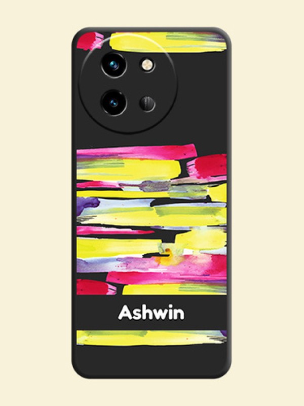 Brush Coloured On Space Black Custom Soft Matte Mobile Back Cover - Vivo T3X 5G