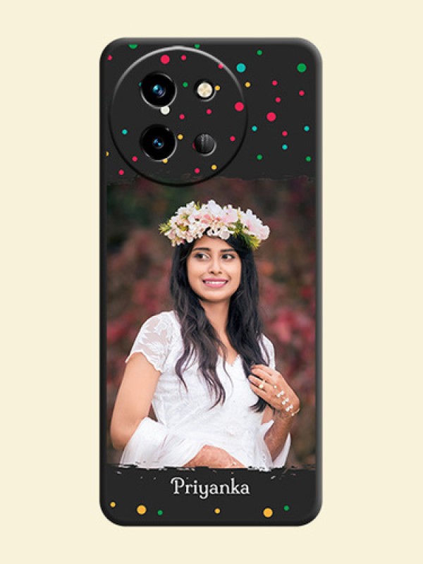 Multicolor Dotted Pattern with Text On Space Black Custom Soft Matte Mobile Back Cover - Vivo T3X 5G