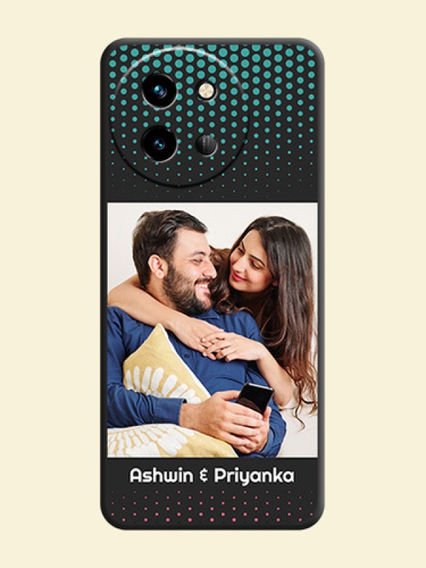 Faded Dots with Grunge Photo Frame and Text On Space Black Custom Soft Matte Mobile Back Cover - Vivo T3X 5G