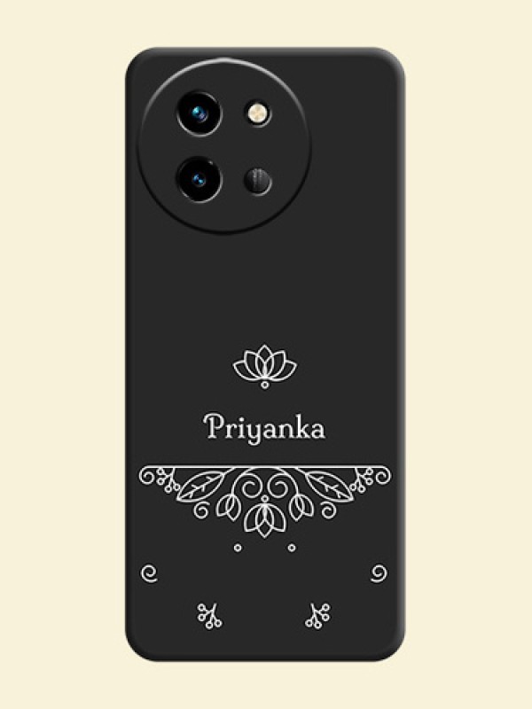 Lotus Garden Custom Text On Space Black Custom Soft Matte Mobile Back Cover - Vivo T3X 5G