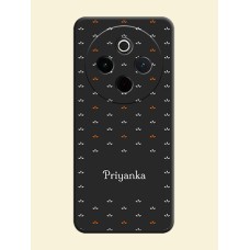 Simple Pattern With Custom Text On Space Black Custom Soft Matte Mobile Back Cover - Vivo T4 5G
