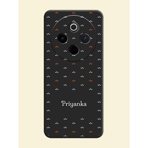 Simple Pattern With Custom Text On Space Black Custom Soft Matte Mobile Back Cover - Vivo T4 5G