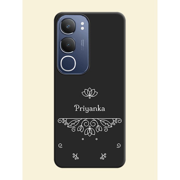 Lotus Garden Custom Text On Space Black Custom Soft Matte Mobile Back Cover - Vivo T4 Lite Lotus Garden Custom Text On Space Black Custom Soft Matte Mobile Back Cover - Vivo T4 Lite