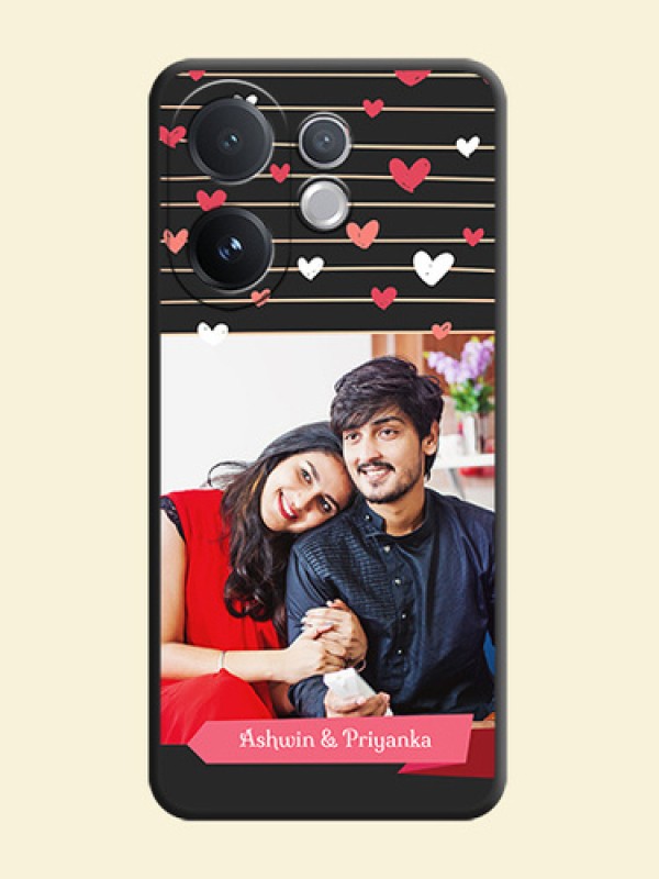 Love Pattern with Name on Pink Ribbon on Photo On Space Black Custom Soft Matte Mobile Back Cover - Vivo T4 Pro 5G