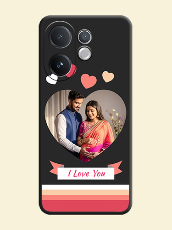 Love Shaped Photo with Colorful Stripes On Space Black Custom Soft Matte Mobile Back Cover - Vivo T4 Pro 5G