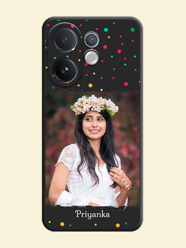 Multicolor Dotted Pattern with Text On Space Black Custom Soft Matte Mobile Back Cover - Vivo T4 Pro 5G
