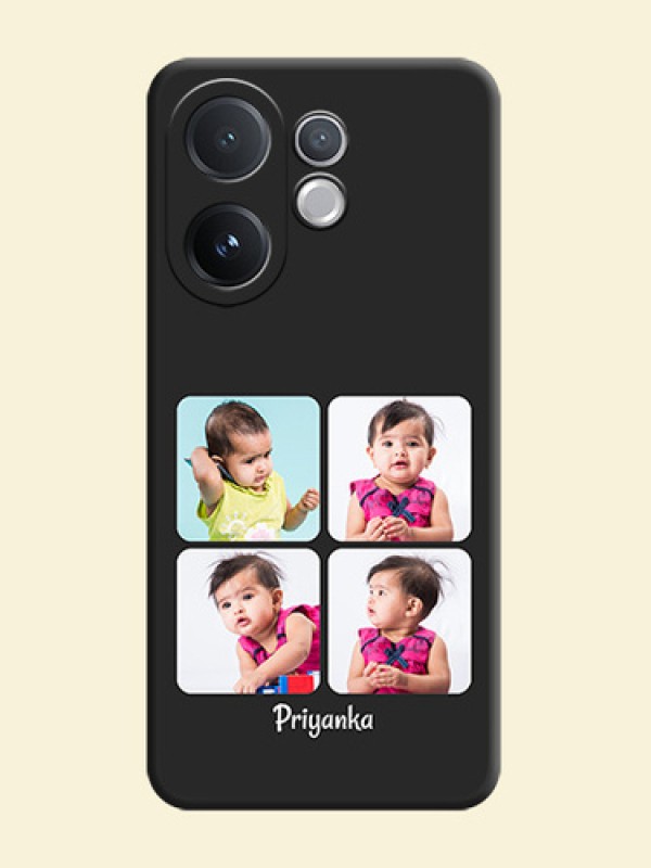 Floral Art with 6 Image Holder on Photo On Space Black Custom Soft Matte Mobile Back Cover - Vivo T4 Pro 5G