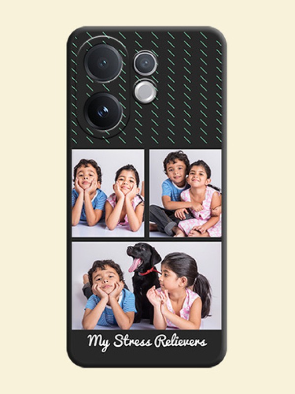 Cross Dotted Pattern with 2 Image Holder On Space Black Custom Soft Matte Mobile Back Cover - Vivo T4 Pro 5G