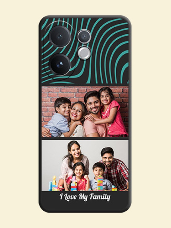Wave Pattern with 2 Image Holder On Space Black Custom Soft Matte Mobile Back Cover - Vivo T4 Pro 5G