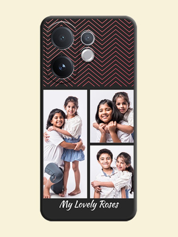 Wave Pattern with 3 Image Holder On Space Black Custom Soft Matte Mobile Back Cover - Vivo T4 Pro 5G