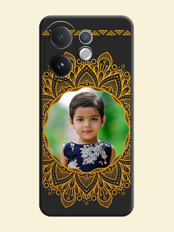 Round Image with Floral Design On Space Black Custom Soft Matte Mobile Back Cover - Vivo T4 Pro 5G