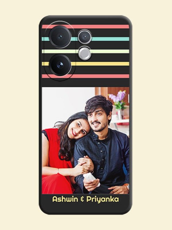 Color Stripes with Photo and Text on Photo On Space Black Custom Soft Matte Mobile Back Cover - Vivo T4 Pro 5G