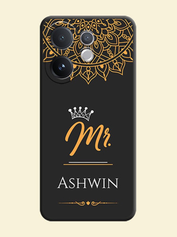 Mr Name with Floral Design On Space Black Custom Soft Matte Mobile Back Cover - Vivo T4 Pro 5G