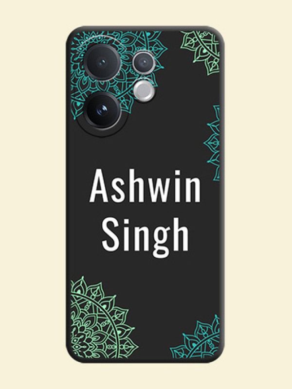 Your Name with Floral Design On Space Black Custom Soft Matte Mobile Back Cover - Vivo T4 Pro 5G