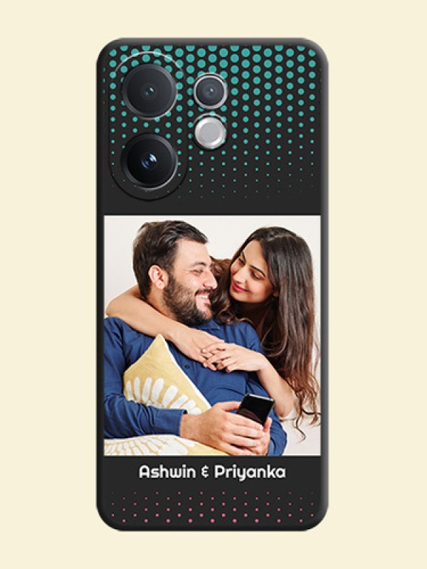 Faded Dots with Grunge Photo Frame and Text On Space Black Custom Soft Matte Mobile Back Cover - Vivo T4 Pro 5G