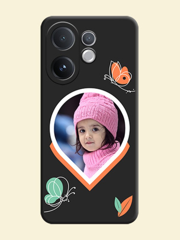 Upload Pic With Simple Butterly Design On Space Black Custom Soft Matte Mobile Back Cover - Vivo T4 Pro 5G