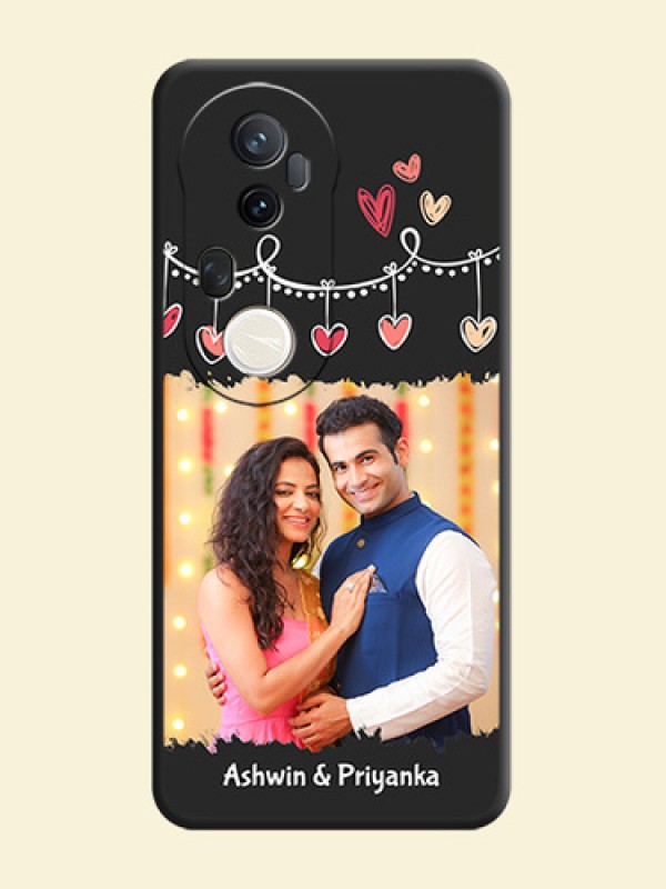 Pink Love Hangings with Name On Space Black Custom Soft Matte Mobile Back Cover - Vivo T4 Ultra 5G