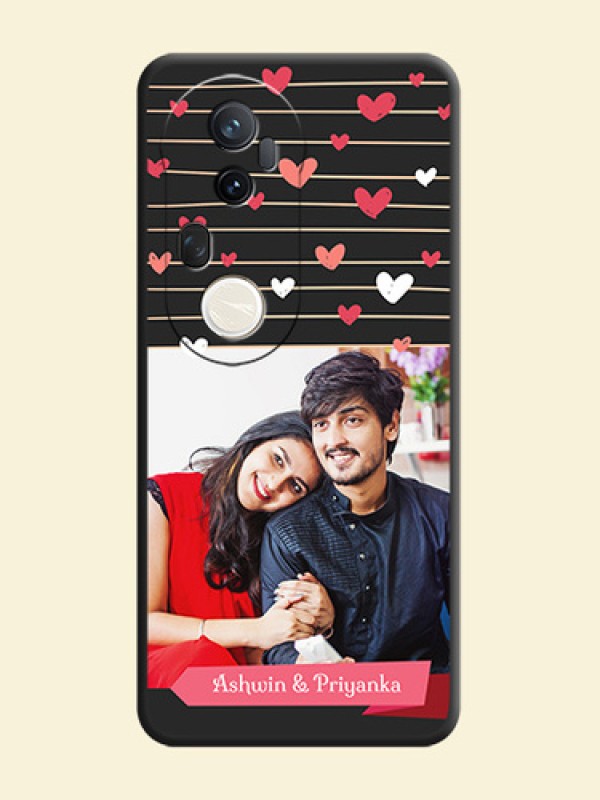 Love Pattern with Name on Pink Ribbon on Photo On Space Black Custom Soft Matte Mobile Back Cover - Vivo T4 Ultra 5G