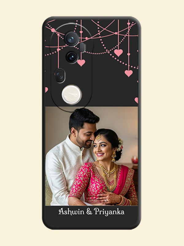 Pink Love Hangings with Text On Space Black Custom Soft Matte Mobile Back Cover - Vivo T4 Ultra 5G