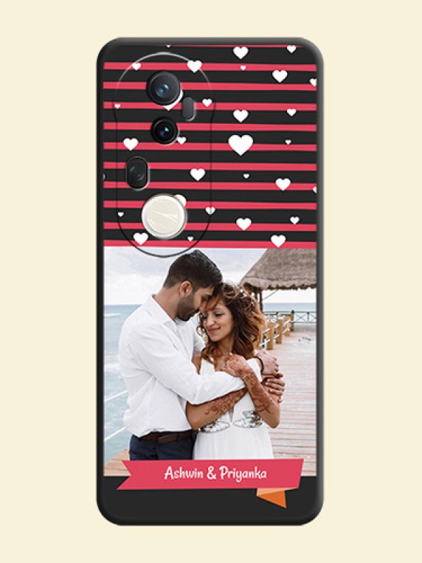 White Color Love Symbols with Pink Lines Pattern On Space Black Custom Soft Matte Mobile Back Cover - Vivo T4 Ultra 5G